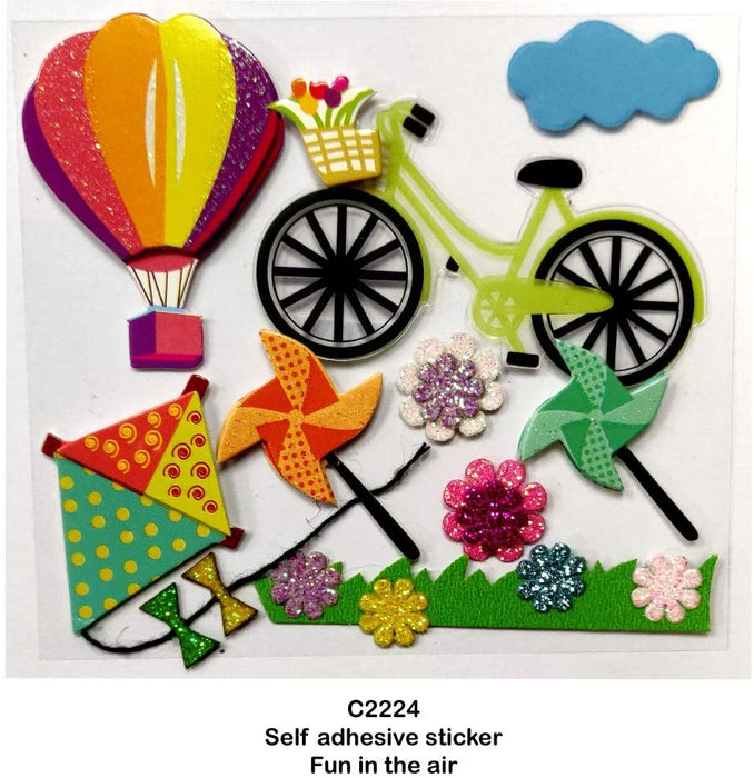 Card Craft Embellishment - Bike, Hot Air Balloon kites......