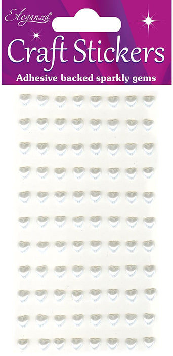 White Stickers Pearl Hearts of 88 Pieces,16.5 x 7.6 x 0.2 cm Size