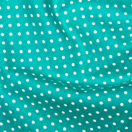 100% Cotton Poplin Fabric Turquoise - 7mm Polka Dot - 112cm wide - 1 Metre - till code m78