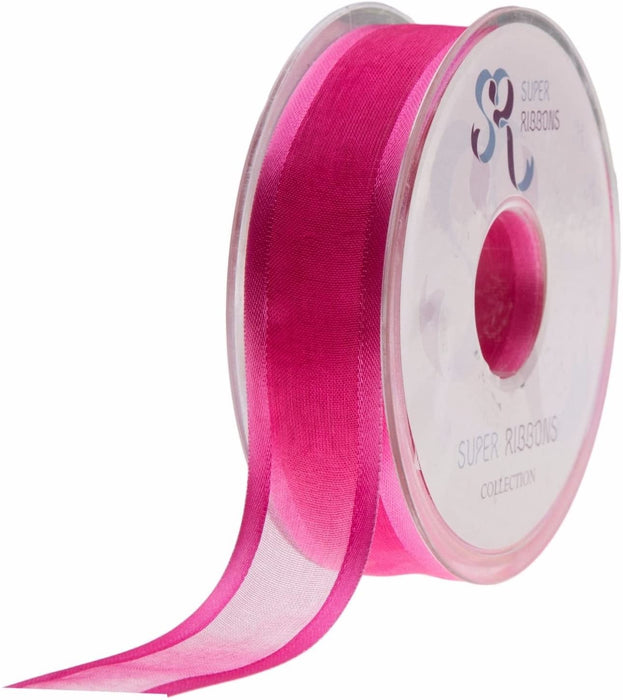 15mm satin edge organza - Hot Pink - 25 Metres