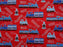 1 Metre Polycotton Train Fabric on Red Background - 45" Width T213