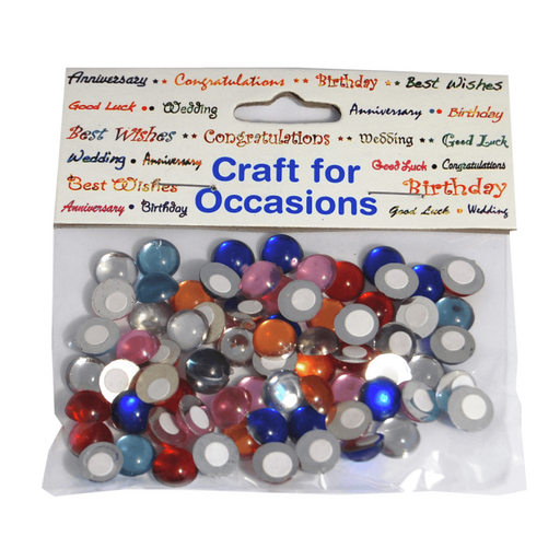 Stick on Mirror Domes, Pack of 54, Assorted Colours