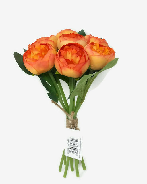 7 head Mini Peony Bundle x 24cm - Orange