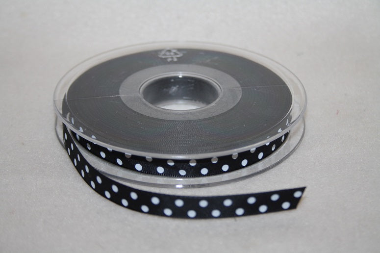 10mmx20m polka dot ribbon black L963