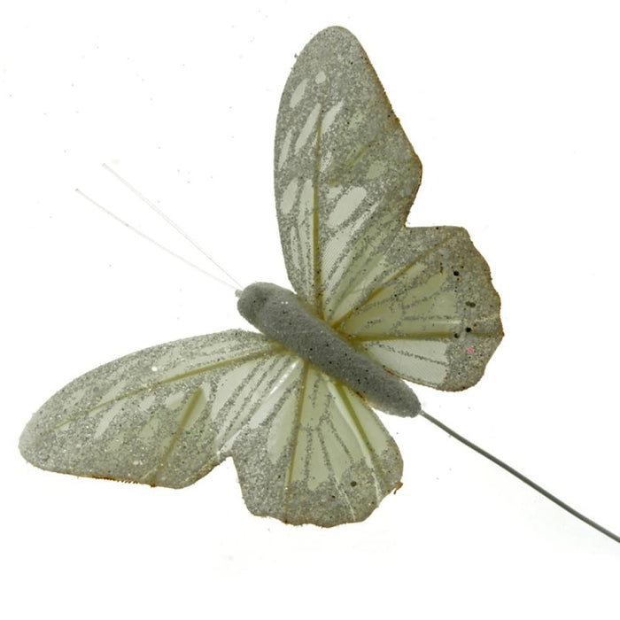 7cm Sparkle Cream Glitter Butterflies x 12 PB0711