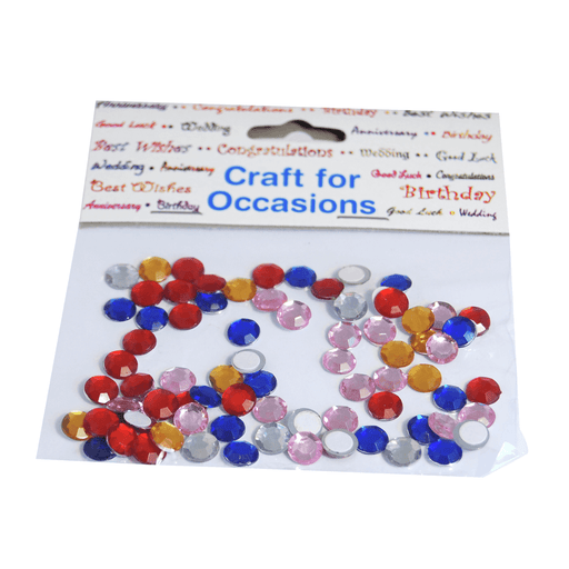 Pack of 80 Assorted Colour Round Rhinestone Gems Self Adhesive