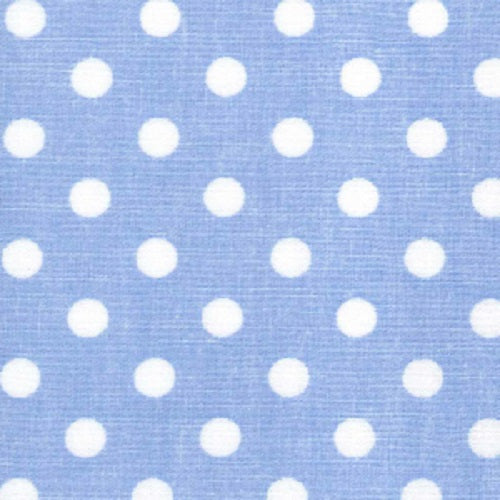 100% Cotton Poplin Fabric Pale Blue - 7mm Polka Dot - 112cm wide