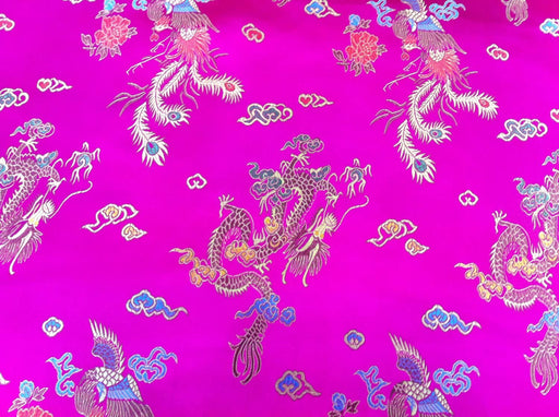 Chinese Dragon Brocade - Cerise - Fabric 36" Width / 91.5cm