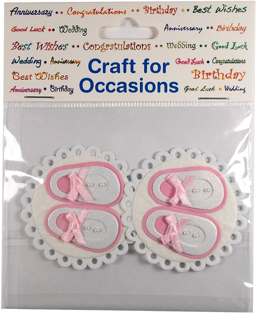 Baby Booties Pink Self Adhesive Card Toppers