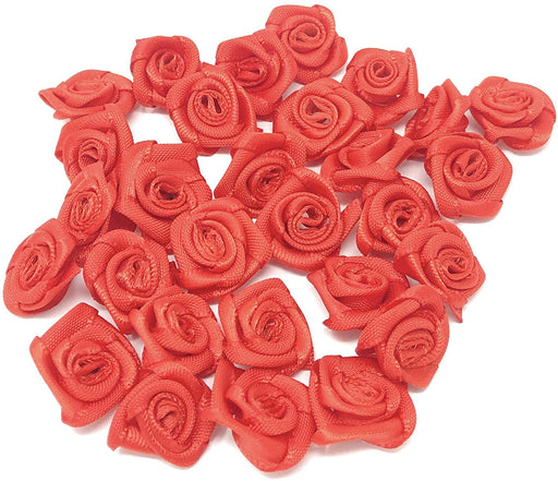 Ribbon Roses with No Greenery 100pcs per bag- 15mm size - Red