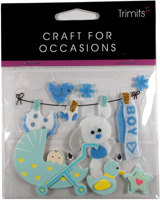 Baby Boy Blue Self Adhesive Card Toppers Craft Embellishment