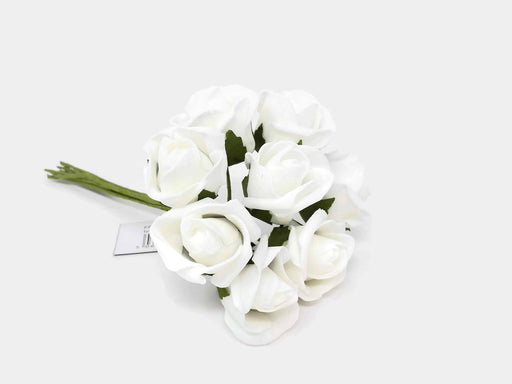 8 Head Foam Rose Bud Bunch - Ivory