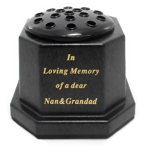 Black In Loving Memory Nan & Grandad Memorial Pot 