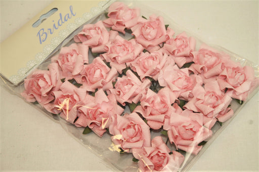 Small Pink Paper Rose Heads x 20