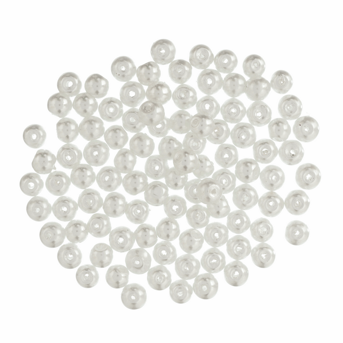 6mm Trimits White Glass Pearl Beads x 100