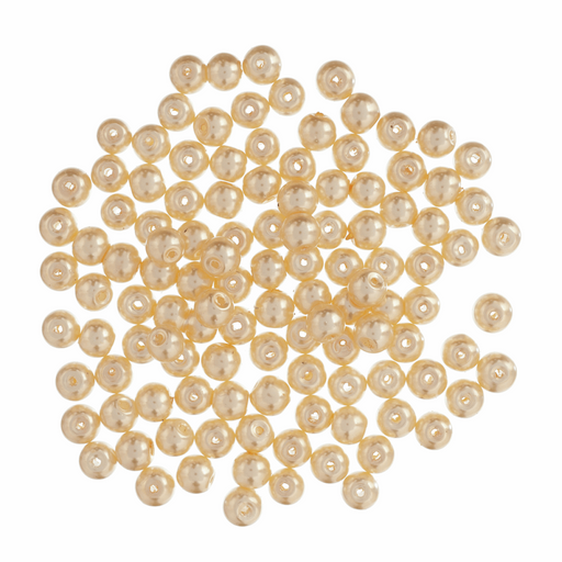 6mm Trimits Ivory Glass Pearl Beads x 100