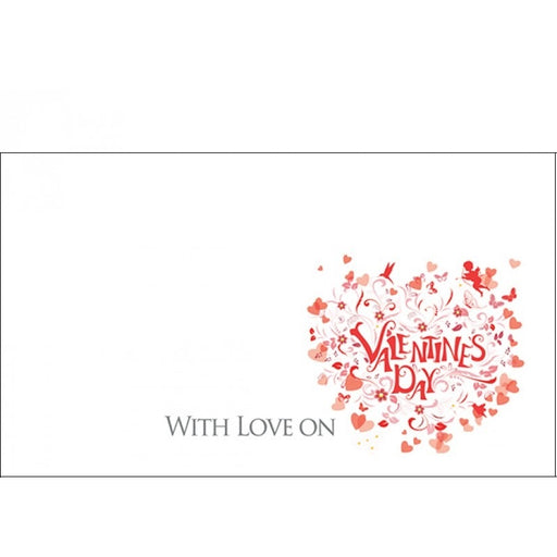 Valentine Vintage Florist Message Cards - With Love On Valentines Day  x 50