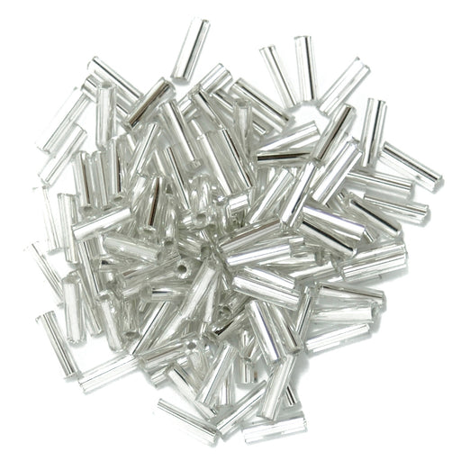 30g Bugle Beads 6mm - Silver