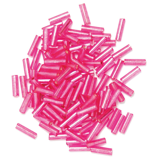 30g Bugle Beads 6mm - Fuchsia Pink