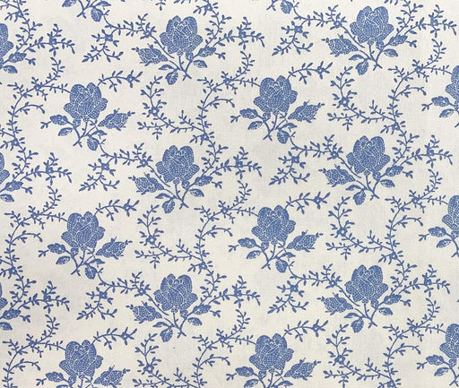 1 Metre Delphinium Blue Colour Floral Flowers 100% Cotton Fabric 43" Width