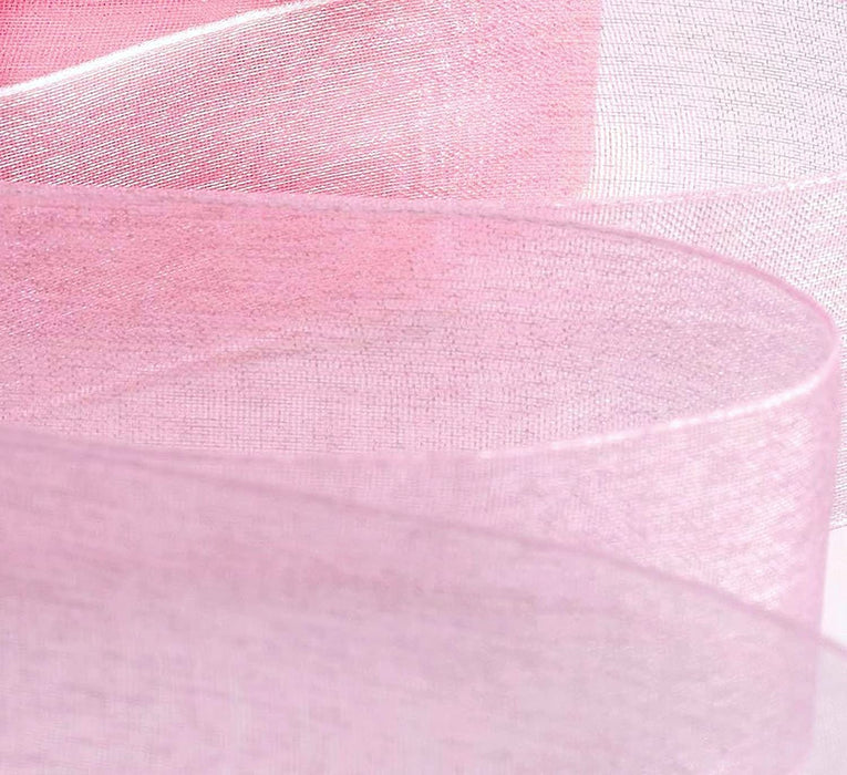 Baby Pink 25mm Woven Edge Organza Ribbon 25m