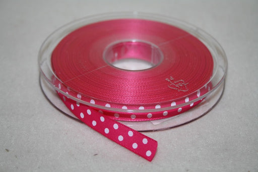 10mmx20m polka dot ribbon fuchsia L263