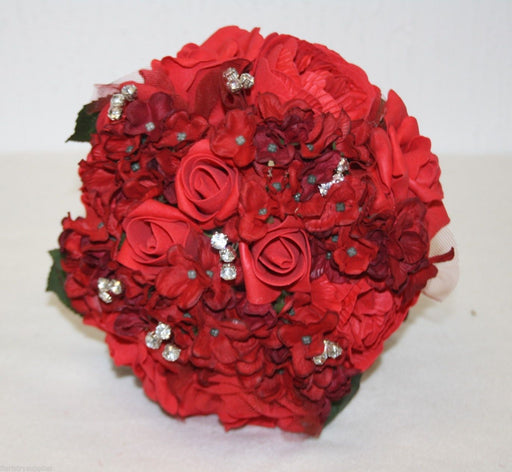Foam Rose Bridal Bouquet - Mixed Reds