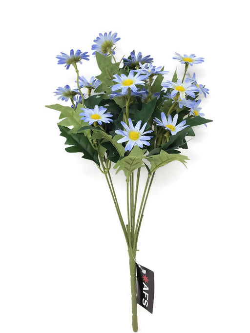 9 Stem Daisy Bush x 35cm - Light Blue