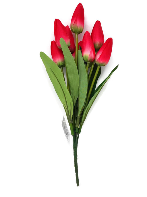9 Head Tulip Bush x 38cm - Deep Pink
