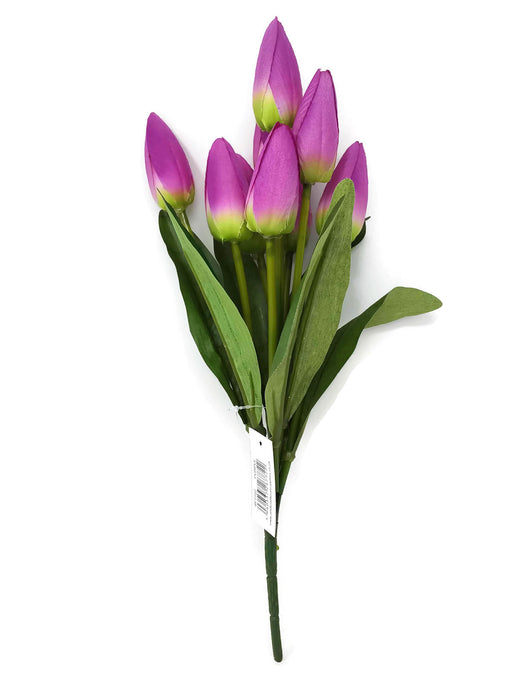 9 Head Tulip Bush x 38cm - Purple
