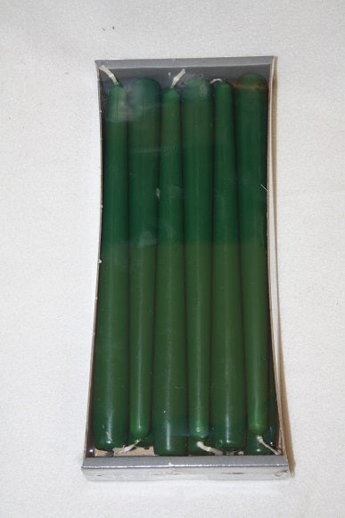 250 mm x 23 mm Tapered Candles Box of 12 - Dark Green 