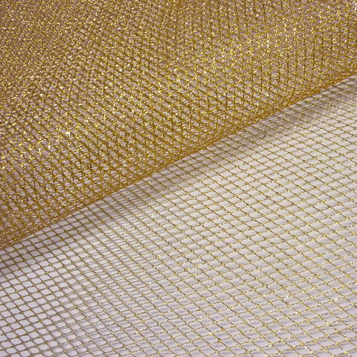 1 Metre Metallic Glitter Flare Free Dress Net Fabric x 132cm - Gold