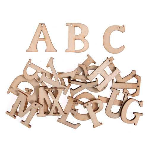 Natural Craft Embellishment - Wooden ABC Letters - Pack of 24
