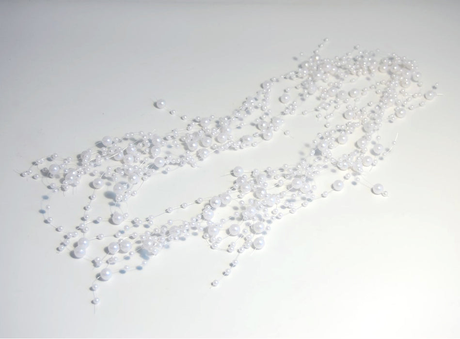 1.8m White Mixed Size Pearl Bead Garland