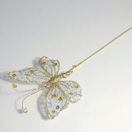 Gold Sequin Glitter Butterfly Pick