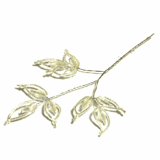 Iridescent Bead Flower Leaf Wire Spray x3 Stem