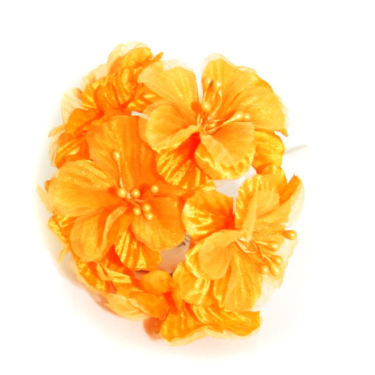 Small Spring Blossom 5 Stem Amber Orange - 5cm Head Size