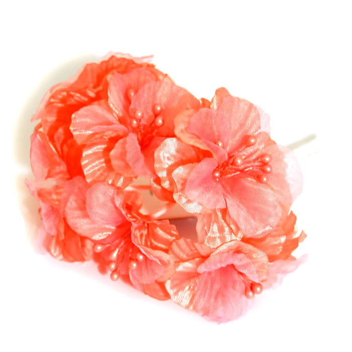 Small Spring Blossom 5 Stem Coral Pink Blush  - 5cm Head Size