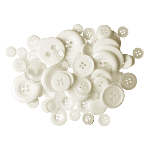 Bag of Craft Buttons: Assorted White: 50g