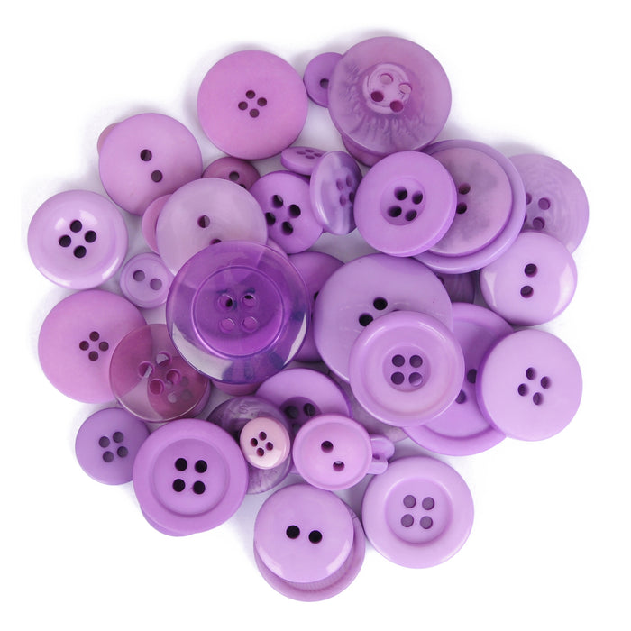 Bag of Craft Buttons: Assorted Purple: 50g