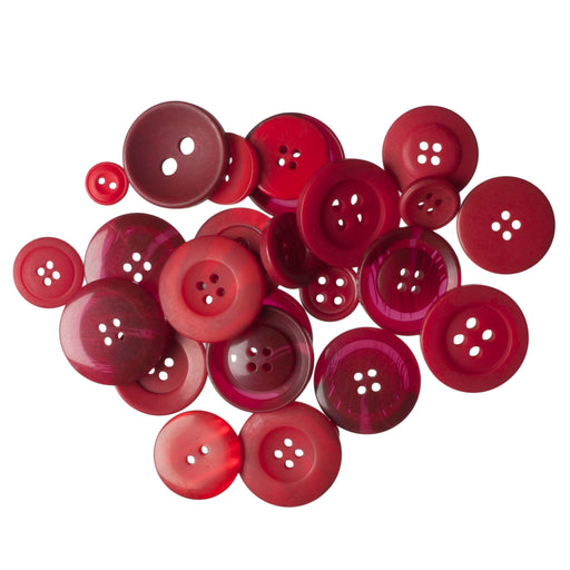 Bag of Craft Buttons: Assorted Red: 50g