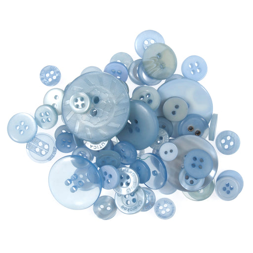 Bag of Craft Buttons: Assorted Light Blue: 50g