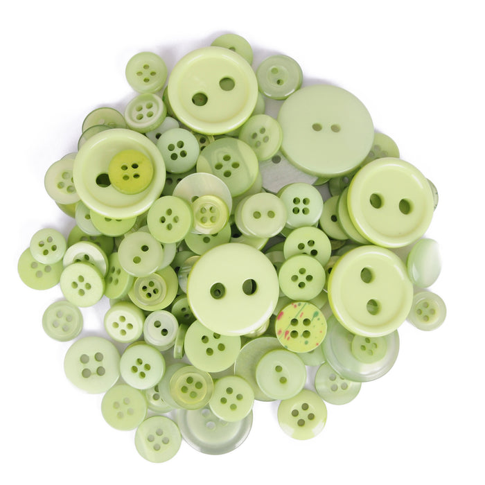 Bag of Craft Buttons: Assorted Light Green: 50g