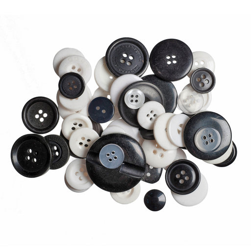 Bag of Craft Buttons: Assorted Black & White - 50g