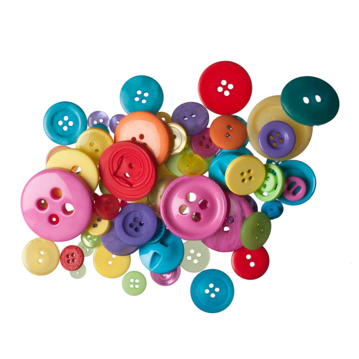 Bag of Craft Buttons: Assorted Bright Colours - 50g