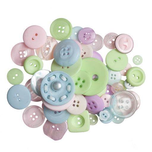 Bag of Craft Buttons: Assorted Pastel Colours - 50g