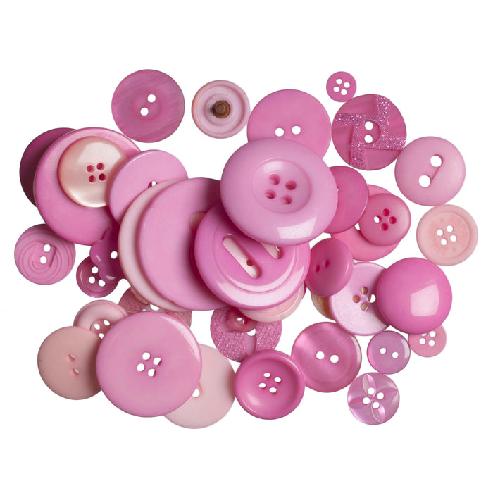 Bag of Craft Buttons: Assorted Dark Pink - 50g