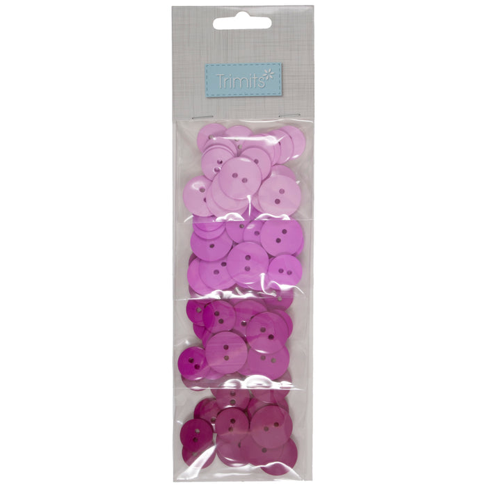 72 Craft Buttons - Shades of Pink/Purple
