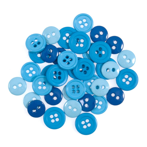 Craft Buttons Pack of 125 - Mix of 2-Hole and 4-Hole - Blue