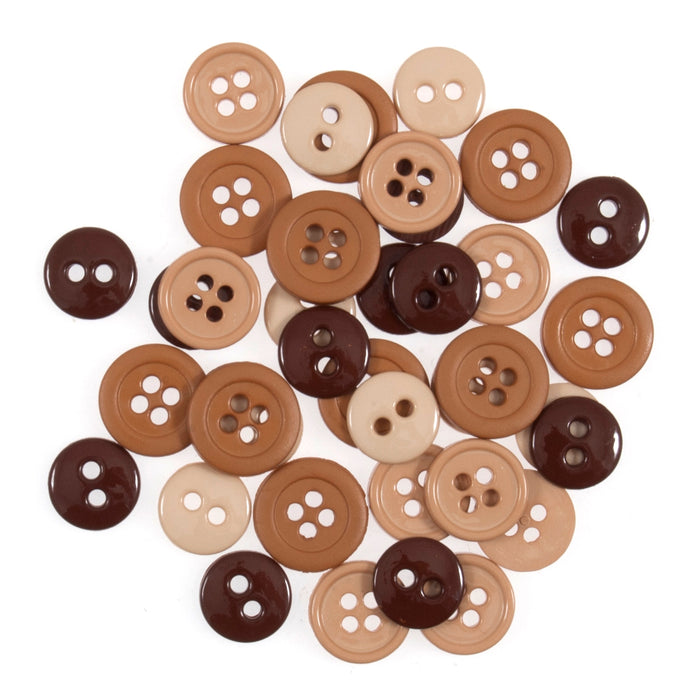 Craft Buttons Pack of 125 - Mix of 2-Hole and 4-Hole - Natural Shades